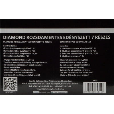 Perfect Home Diamond 7-dielna súprava nerezových hrncov so sklenenou pokrievkou 14723