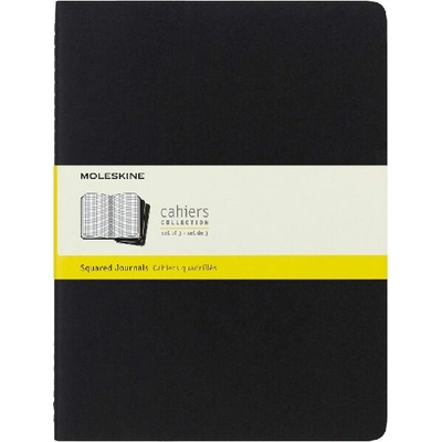 Moleskine Sešity Cahier tvrdé desky XL čtverečkovaný 3 ks černý