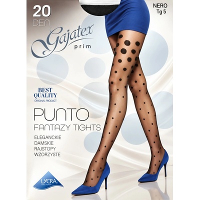 Gajatex-Prim PUNTO 20 DEN vzorované punčochové kalhoty NERO ČERNÁ