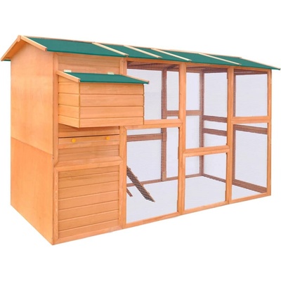 vidaXL Kurník s výběhem a kukaní hnědý 295 × 163 × 170 cm masivní borové dřevo 9799.170411