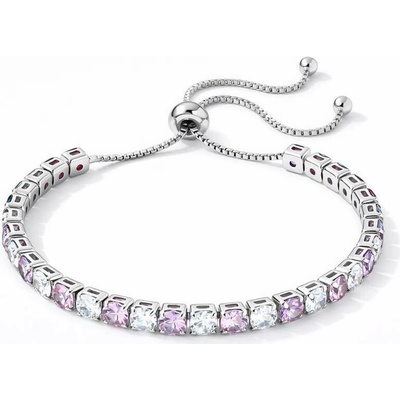 Sisi Jewelry Tennis náramek s růžovými a čirými zirkony Cianoti NR2327-KSB00001 Růžová 26 cm