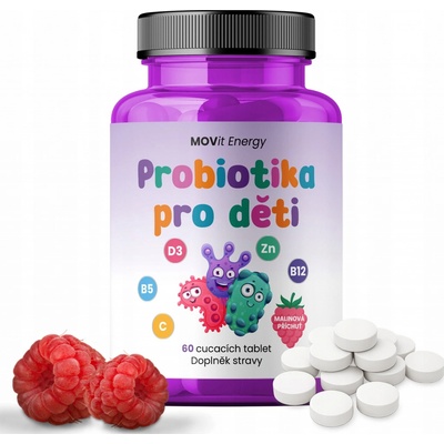 MOVit Probiotika pro děti s vitamíny 60 cucavých tablet