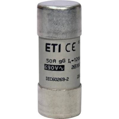 ETI Valcová poistková vložka, veľkosť CH22, charakteristika gG, In = 50A, Icn = 120kA, Un = 6…