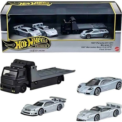 Mattel Hot Wheels Premium Angličák s týmovým tahačem 3 ks Závod le Mans