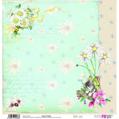 Scrapbookový papír ŠTĚNĚCÍ LÁSKA - Scrap paper PUPPY LOVE