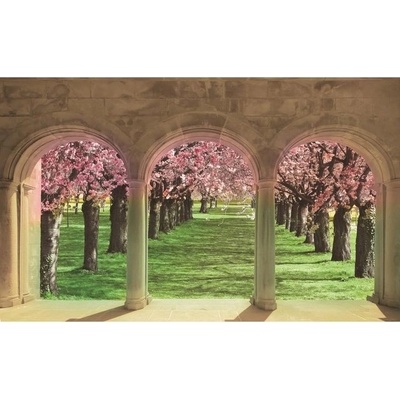 Preinterier FT0055 Fototapeta na stenu Obluky a ružové stromy vlies 208cm x 146cm