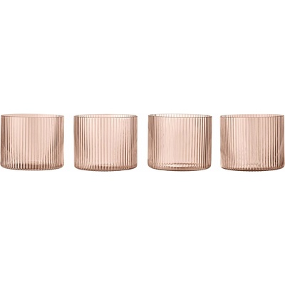 Ferm Living Sklenice Ripple Low Blush růžová barva sklo 4 x 200 ml
