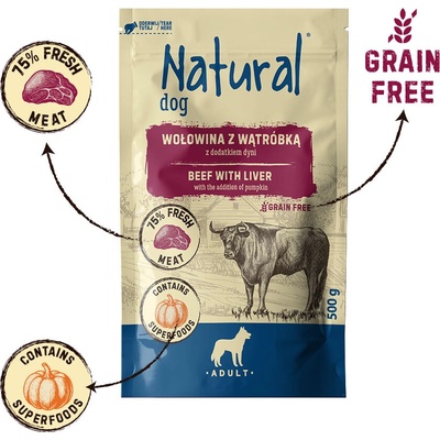 Natural hovädzie mäso s pečeňou a pridanou tekvicou 500 g