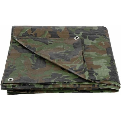 Strend Pro Garden Plachta Tarpaulin Khaki 4x5 m 80 g/m2 zakrývacia oliva/kamufláž s okami