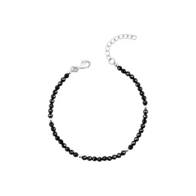Basics Strieborný náramok čierny spinel B5668B