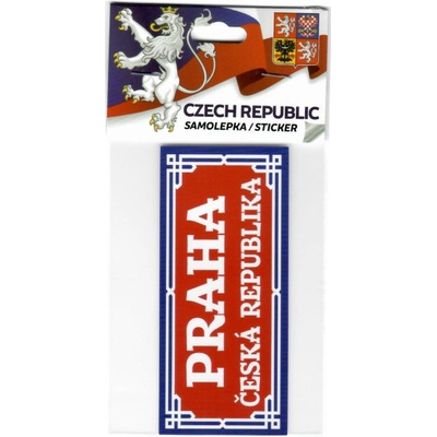 Samolepka s nápisom Praha Česká republika 9 x 4 cm - červená-biela