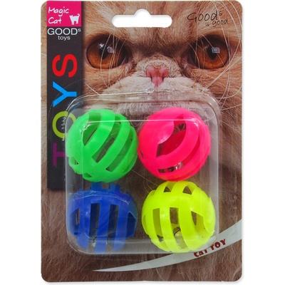 Magic Cat míček děrovaný plastový s rolničkou 3,75 cm 4 ks – Hledejceny.cz