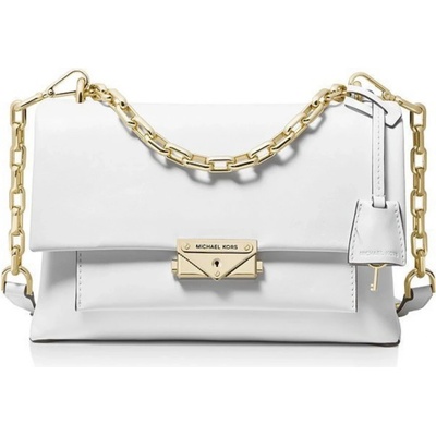 Michael Kors kožená kabelka medium Cece gold white bílá