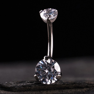 CryptoEshop Titanový piercing do pupíku s čirým velkým CZ zirkonem Visine 1,6 mm 12 mm W01-12