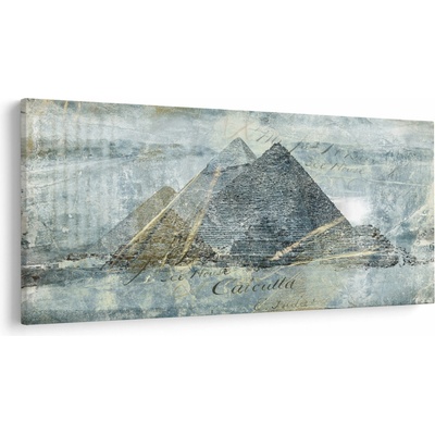 Obraz - Pyramídy v modrom filtri, jednodielne 250x125 cm
