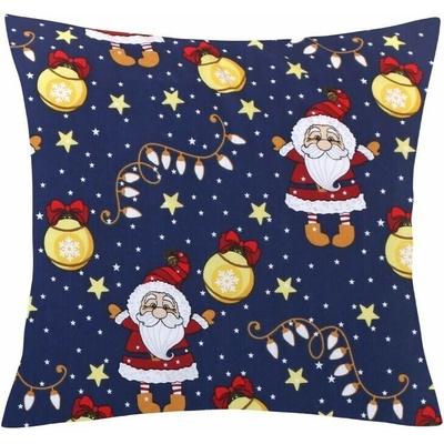 Bellatex Vianočný vankúš s obliečkou Santa modrý 45 x 45