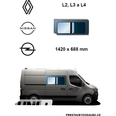 Boční pravé posuvné okno L2, L3 a L4 | Renault Master / Nissan Interstar / Opel Movano