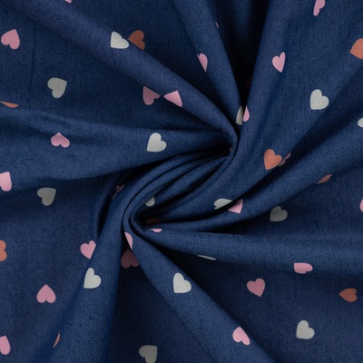 Riflovina Jeans 190g - Modrá s farebnými srdiečkami