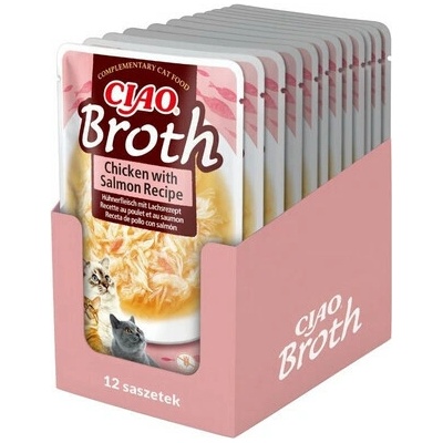 INABA CIAO Broth Kurací a lososový vývar pre mačky 12x40 g