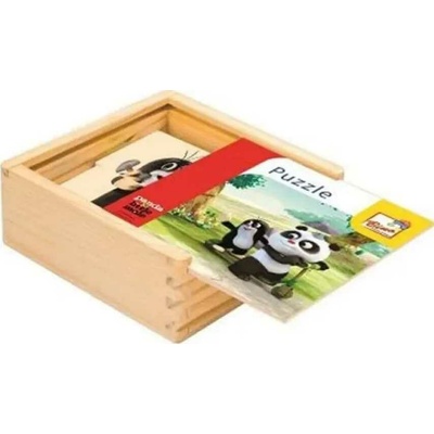 Bino DŘEVO Krteček Krtek a Panda v krabičce natur 16 dílků