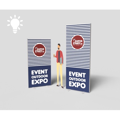 Svetelný rollup s obojstranným designom, skladanie bez náradia, alu rám 80mm - RED Quick LED ALU - Iba rám ( konštrukcia ), 100x250cm