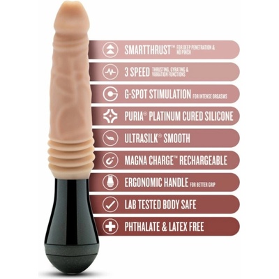 Blush Dr. Skin Silicone Dr. Knight Thrusting Gyrating Vibrating Dildo Beige
