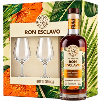 Ron Esclavo Gran Reserva Overproof 57,5% 0,5 l (dárkové balení 2 sklenice)