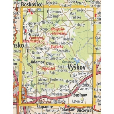 KČT 86 Okolí Brna - Moravský kras - nástěnná turistická mapa 60 x 90 cm Varianta: mapa v dřevěném rámu, Provedení: Ticiago šedý