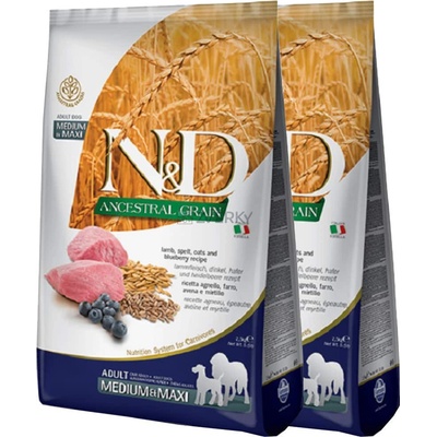 N&D Ancestral Grain Dog Adult Medium & Maxi Lamb Spelt Oats & Blueberry 2 x 12 kg
