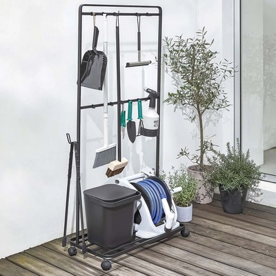 Yamazaki, Pojízdný úklidový stojan Tower 4347, kov, v.141 cm | černá