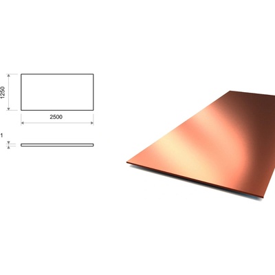 Medený plech 1,25×2,5 m, hrúbka 1 mm (CW024A)