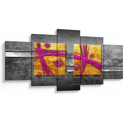 Obraz farebných štvorcov na čiernom pozadí, päťdielne 150x80 cm