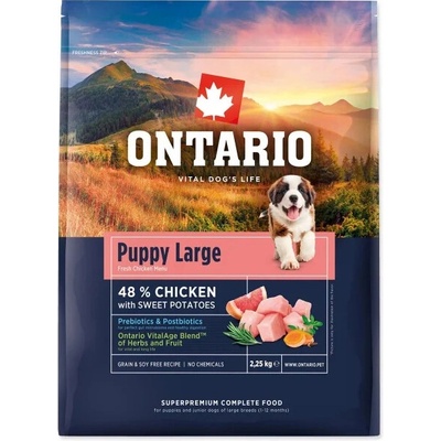 Ontario Puppy & Junior Large chicken and Herbs 2,25 kg – Hledejceny.cz