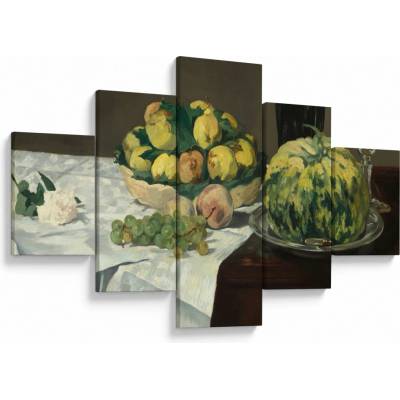 Obraz - Edouard Manet, Still Life with Melon and Peaches, reprodukcia, päťdielne 125x70 cm