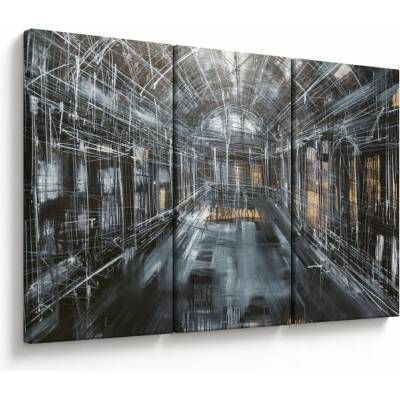 Obraz interiéru starej budovy, trojdielne 120x80 cm