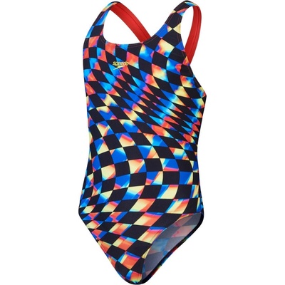 Speedo Digital Allover Leaderback Girls Black/Red