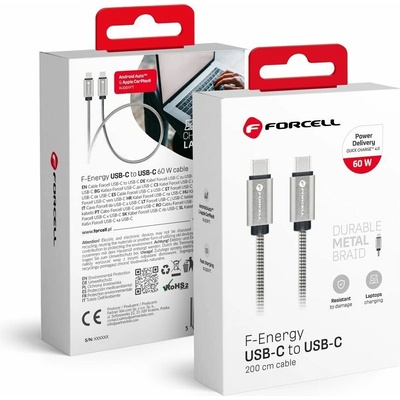 Forcell C237 Type C to Type C Pd Qc4.0 3A 60W 2m stříbrný