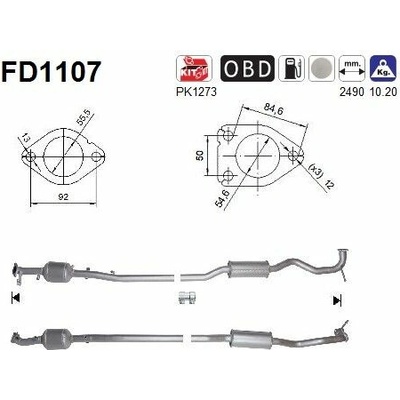 Filter sadzí pevných častíc výfukového systému AS FD1107