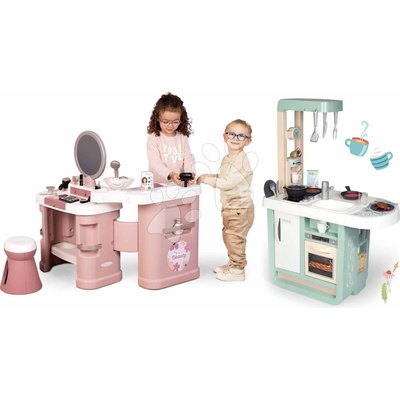 Smoby Set kosmetického stolku s nehtovým studiem My Beauty Center 3v1 s elektronickým fénem a kuchyňkou se zvukem
