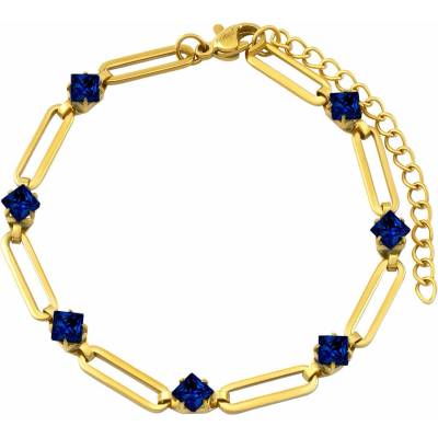 SILVEGO Pozlacený náramek Shannon z chirurgické oceli s modrými Brilliance Zirconia KMM215258BGP