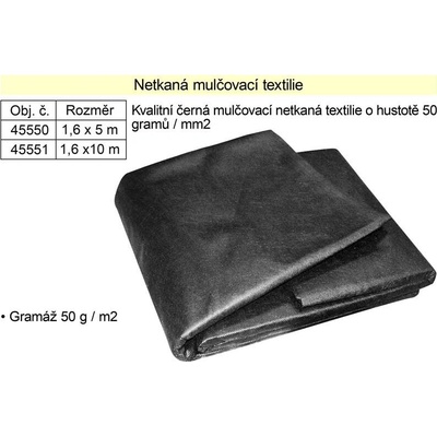 Levior netkaná textílie 1,6 x 10 m 50 g/m² černá