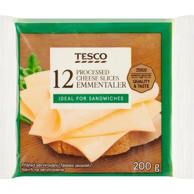 Tesco Tavený sýr s emmentalerem plátkový 12 x 16,67g