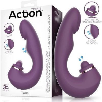 Action Turis Triple Function Clit Hitting Ball with G Spot Pulsation & Vibration Purple