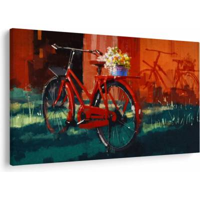 Obraz červeného kolesa, akrylová maľba, jednodielne 120x80 cm