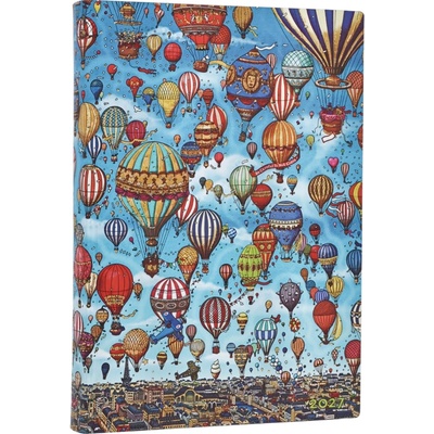 Paperblanks Balloon Festival Pierre the Maze Detective Midi 12-Month Softcover Dayplanner Elastic Band Closure Daily 2027