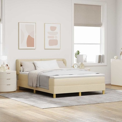 Postel s boxspringem s čelo Krémová 140 x 190 cm textil