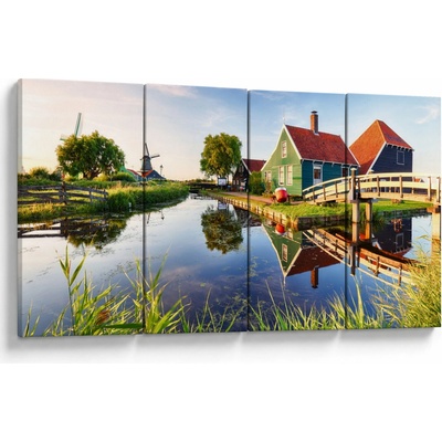 Obraz nizozemských mlýnů, Čtyřdílný 160x80 cm