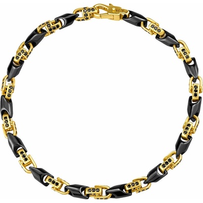 SILVEGO Pánský masivní zlatý náramek Herald ze žlutého zlata s keramikou a Brilliance Zirconia - 4,5 mm FNN11035BGYC