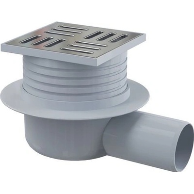 Alcadrain Podlahový prívod 105 × 105/50 mm strana, mriežka z nehrdzavejúcej ocele APV26