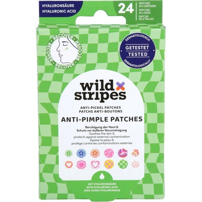 Wild Stripes Hydrokoloidní náplasti na akné s kyselinou hyaluronovou Groovy Protect 24 ks
